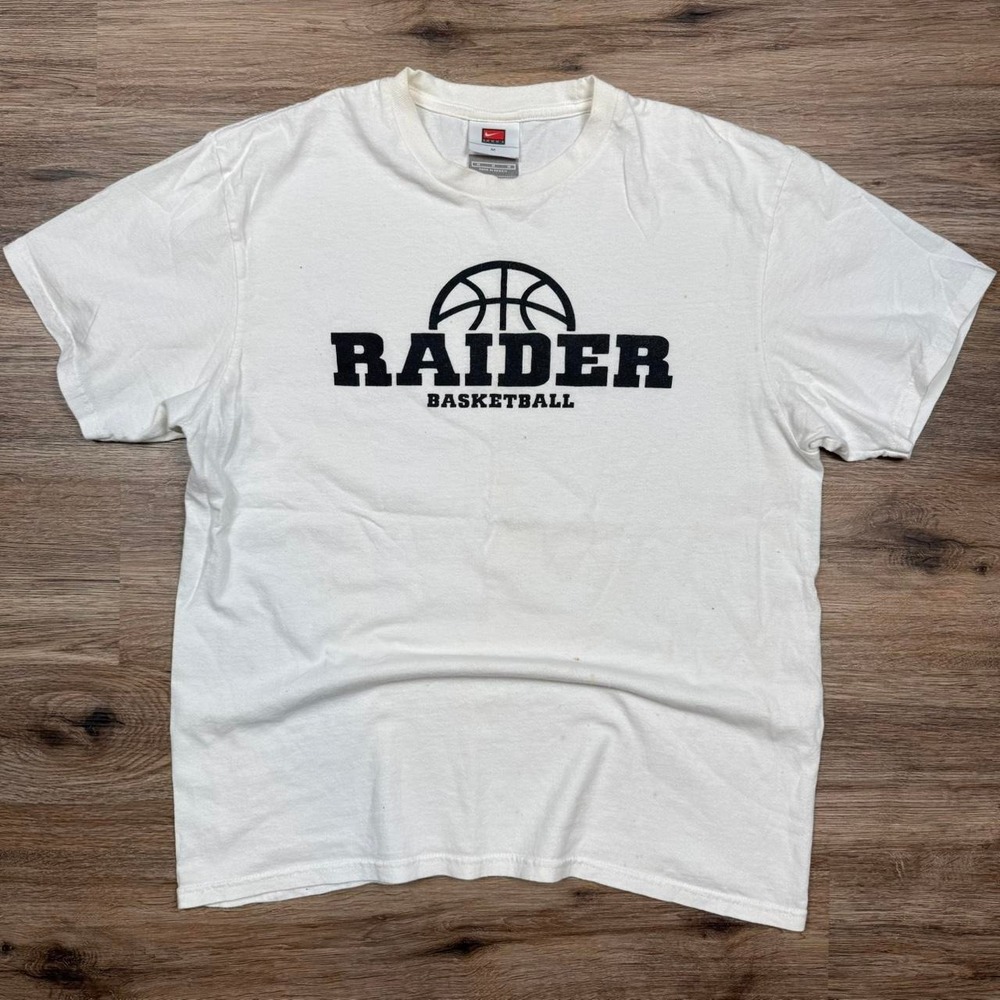 vintage 90s white nike team tag raiders basketball